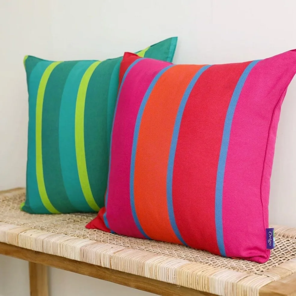 오리고 면 쿠션 50x50 체크 디자인