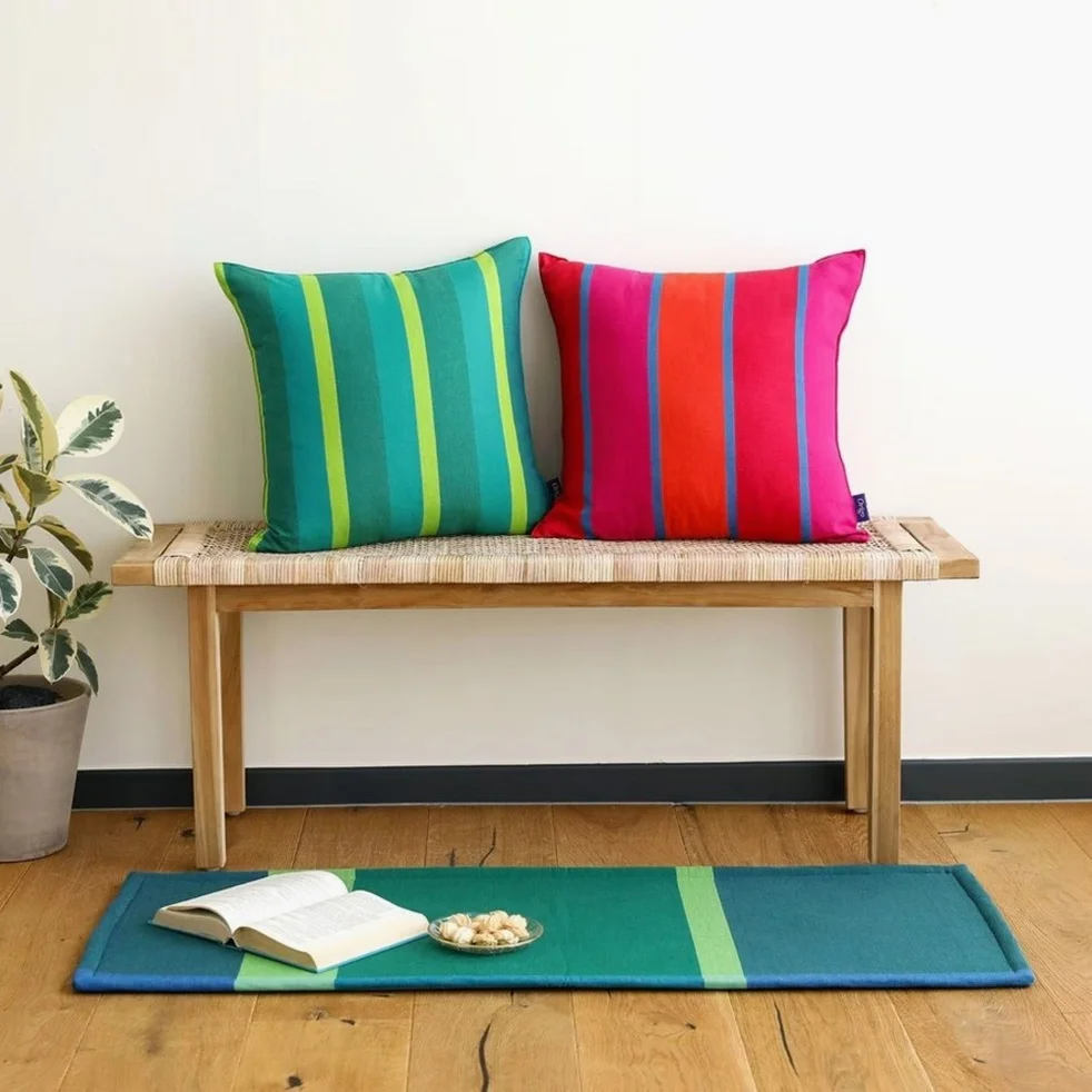 오리고 면 쿠션 50x50 체크 디자인