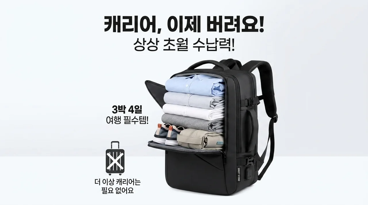 캐리어 버리게 만든다는 역대급 수납력? 대용량 노트북 백팩 확장형 ST4D18 솔직 후기