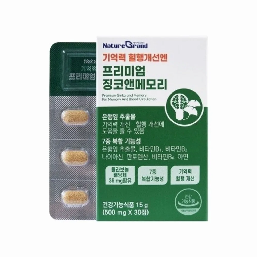 네이처그랜드 프리미엄 징코 메모리 1개월분 기억력개선 은행잎추출물