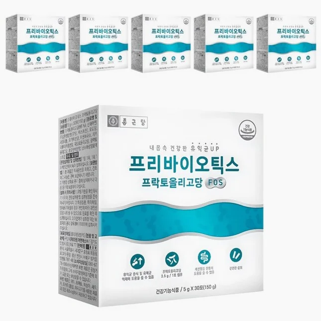 종근당 프리바이오틱스 프락토올리고당 FOS 유산균 30p, 150g, 6개